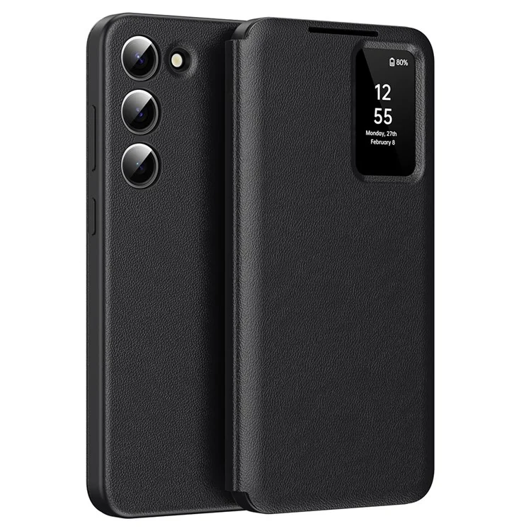 For Samsung Galaxy S23 Leather Phone Case with View Window Card Slot - Sapphire-Cellmalls