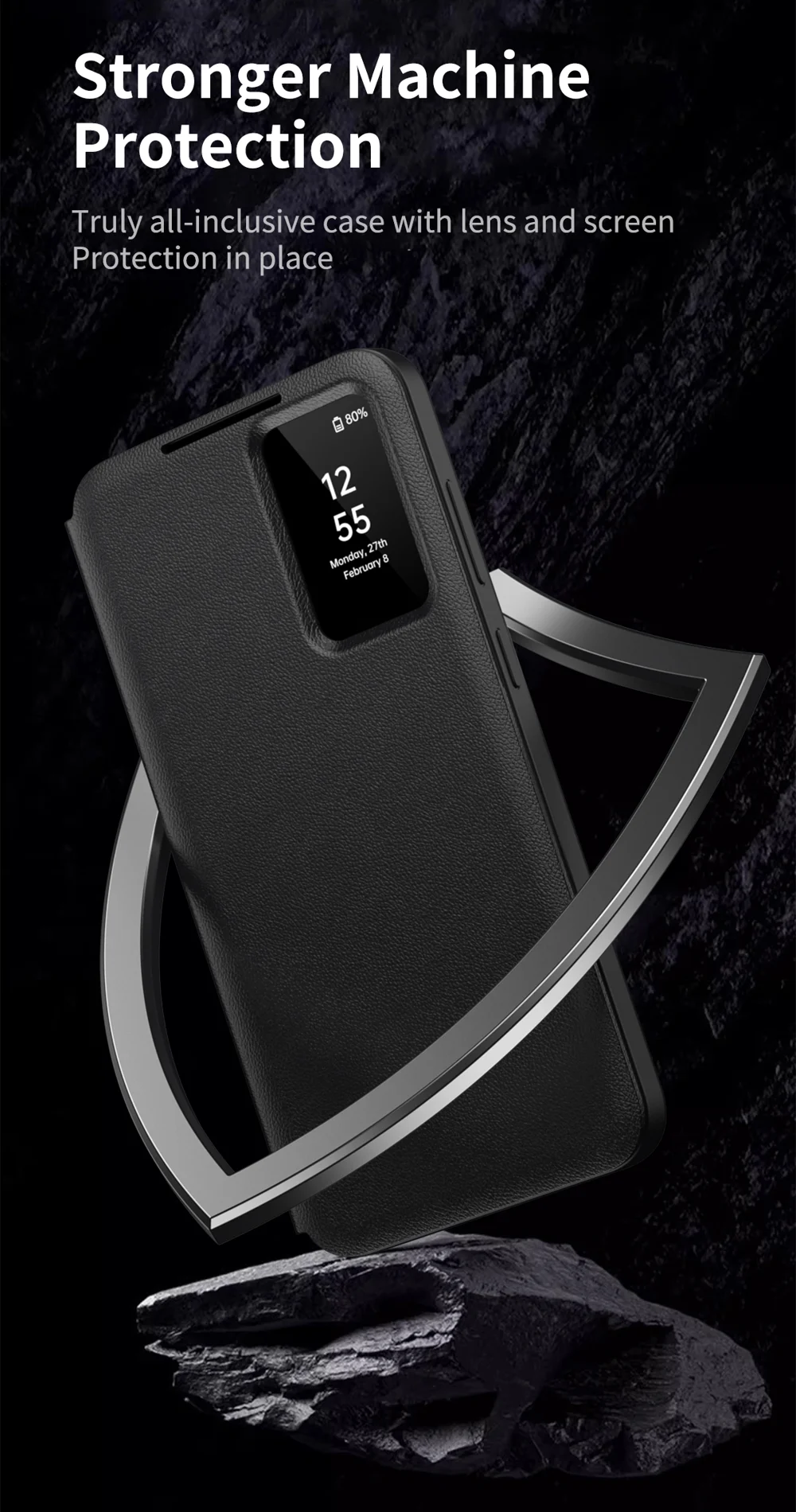 For Samsung Galaxy S24+ Leather Phone Case with View Window Card Slot - Sapphire-Cellmalls