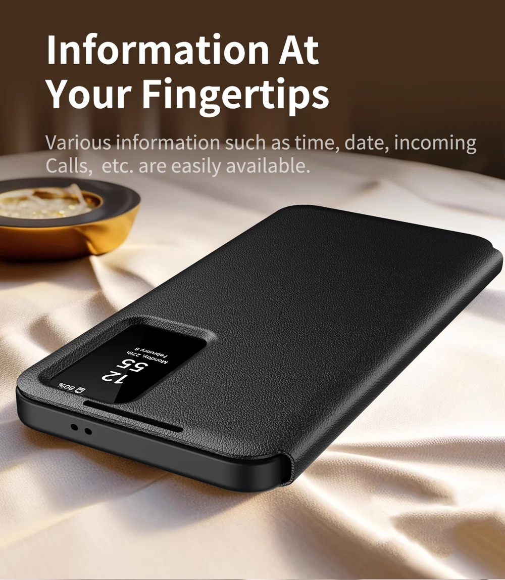 For Samsung Galaxy S22+ 5G Case Leather Phone Cover with View Window Card Slot - Sapphire-Cellmalls