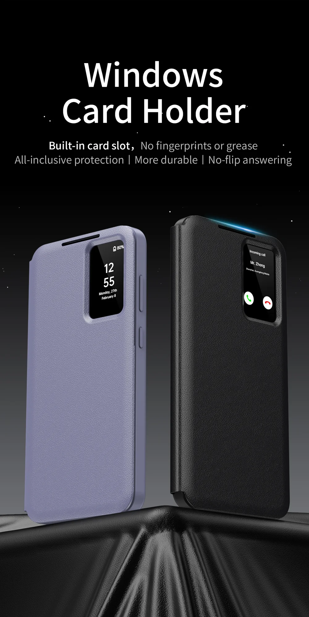 For Samsung Galaxy S24 FE Case with Card Holder Smart View Window Leather Phone Cover - Sapphire-Cellmalls