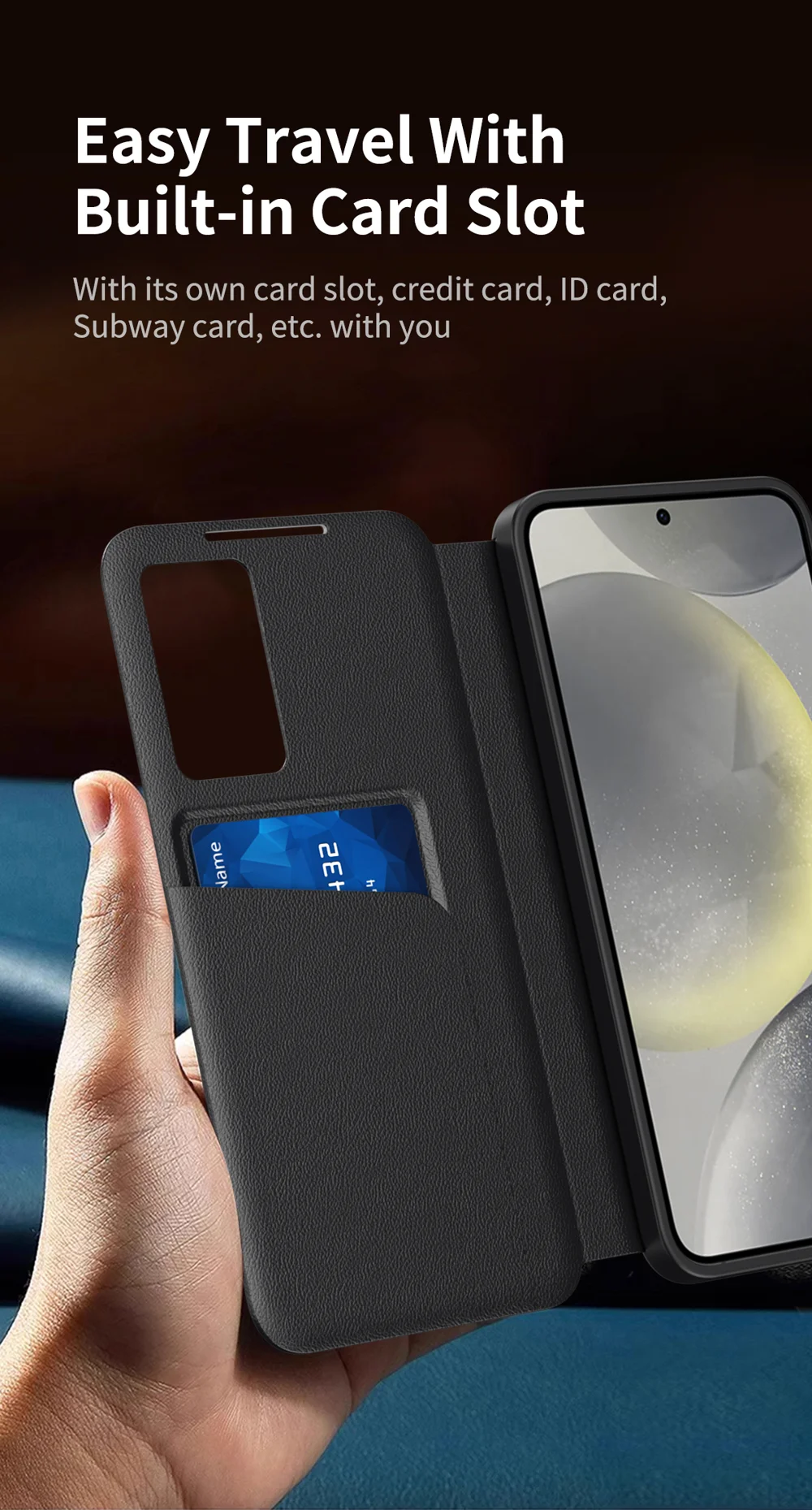 For Samsung Galaxy S24 FE Case with Card Holder Smart View Window Leather Phone Cover - Sapphire-Cellmalls