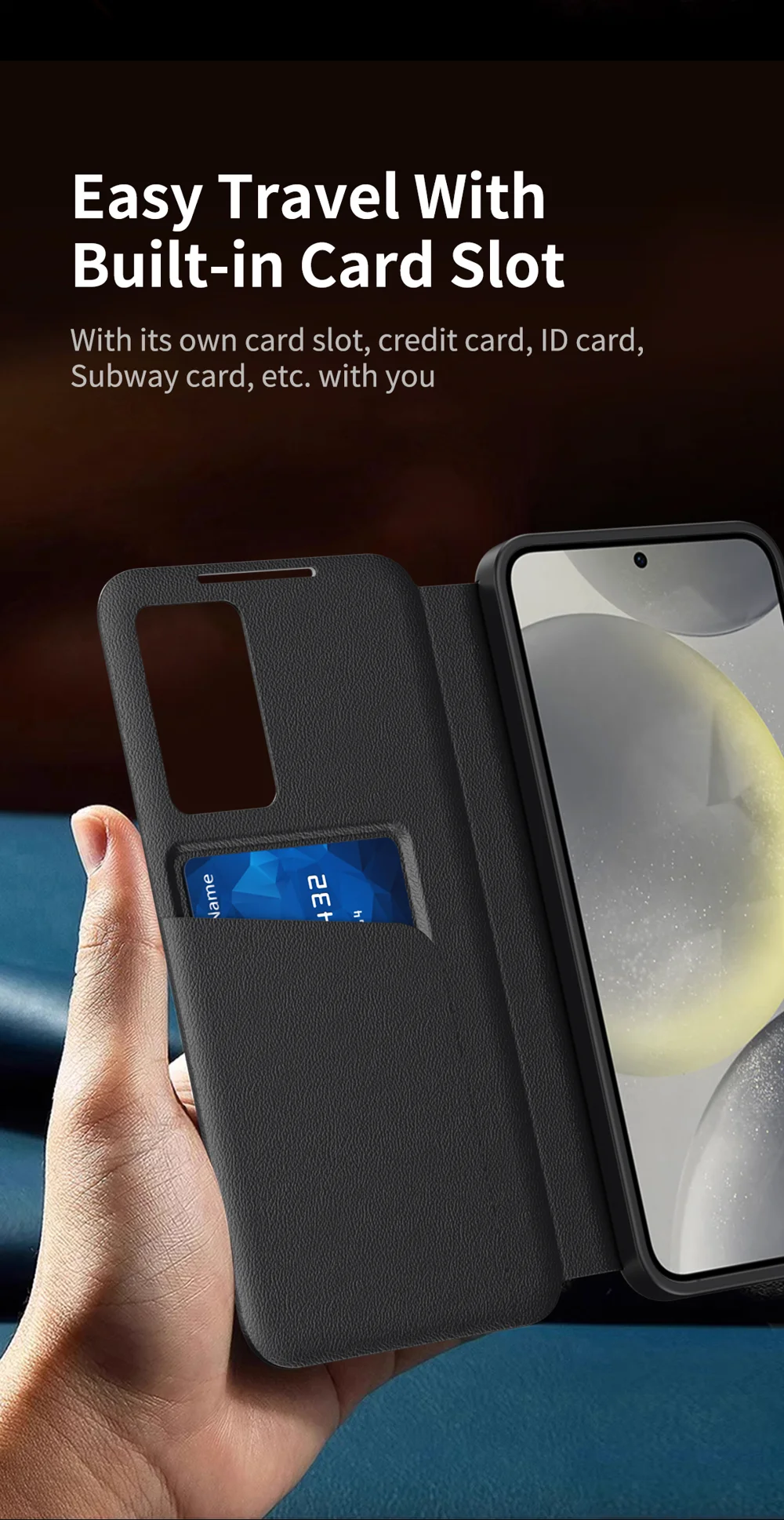 For Samsung Galaxy S22+ 5G Case Leather Phone Cover with View Window Card Slot - Sapphire-Cellmalls