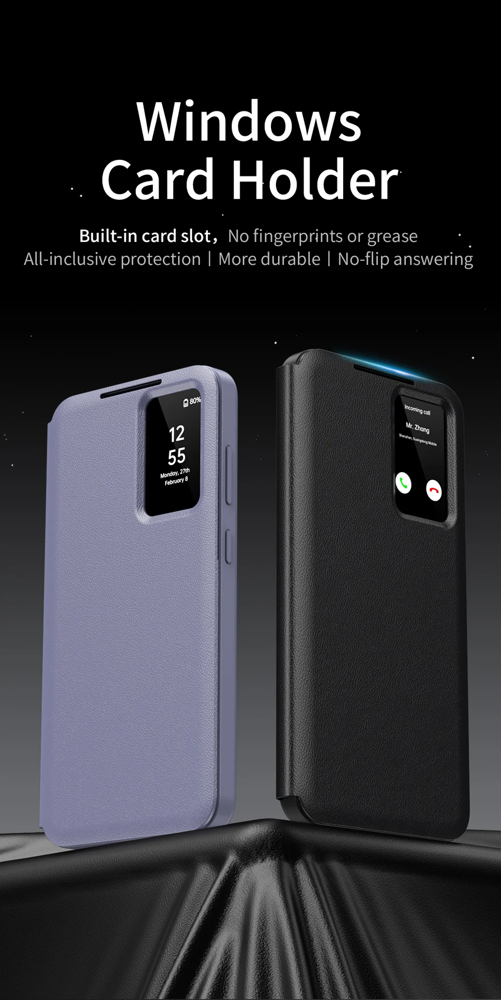 For Samsung Galaxy S23 Ultra Case Leather Phone Cover with View Window Card Slot - Sapphire-Cellmalls