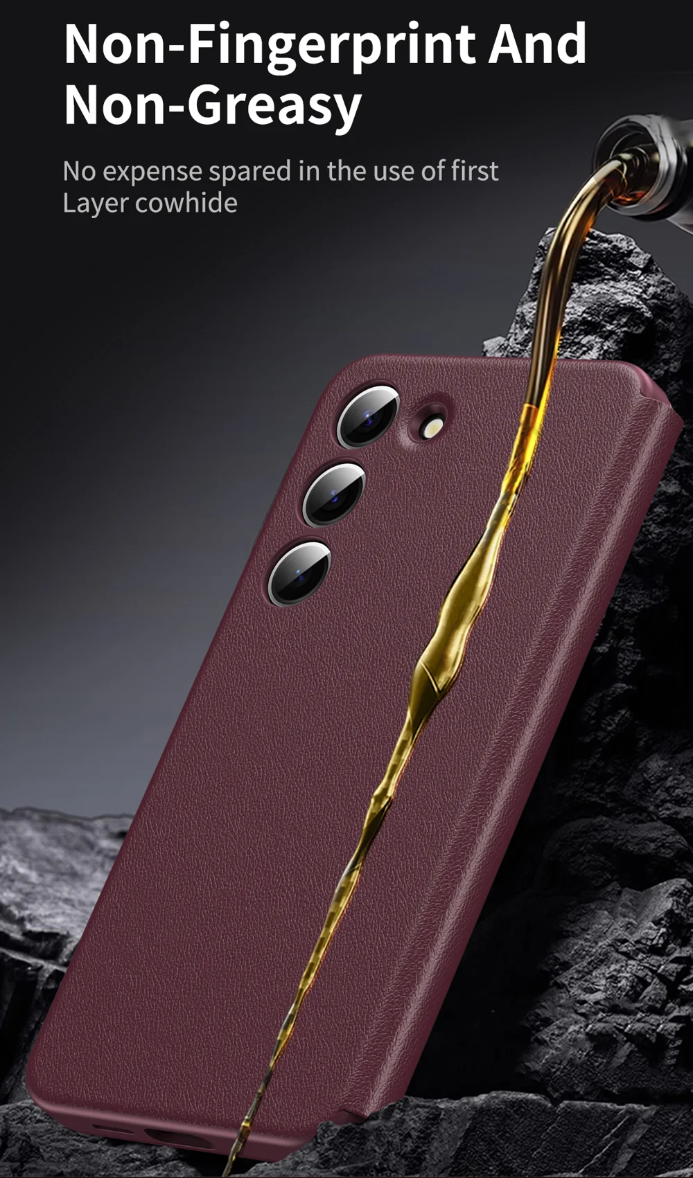 For Samsung Galaxy S23+ Case Leather Phone Cover with View Window Card Slot - Sapphire-Cellmalls