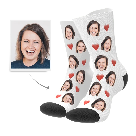 Custom Face Socks With Heart For Men and Women
