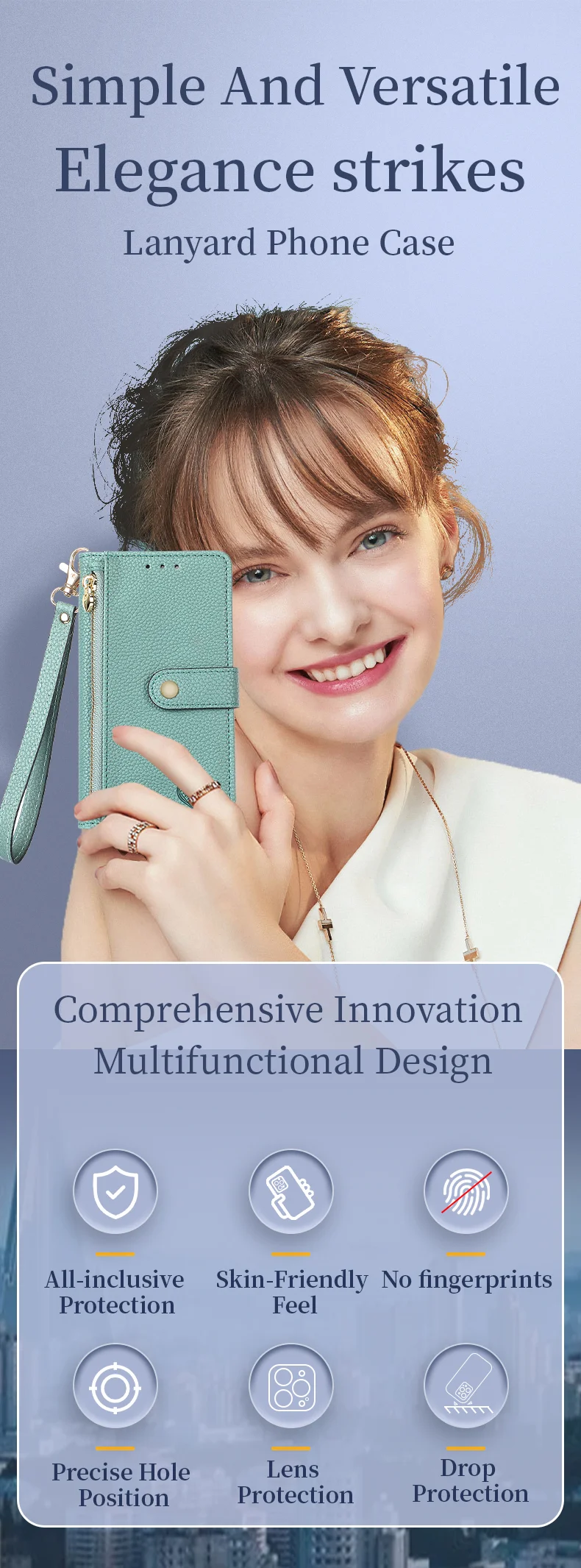 For iPhone 13 Pro Case RFID Blocking Zipper Leather Phone Cover with Wallet Card Slots - Black-Cellmalls