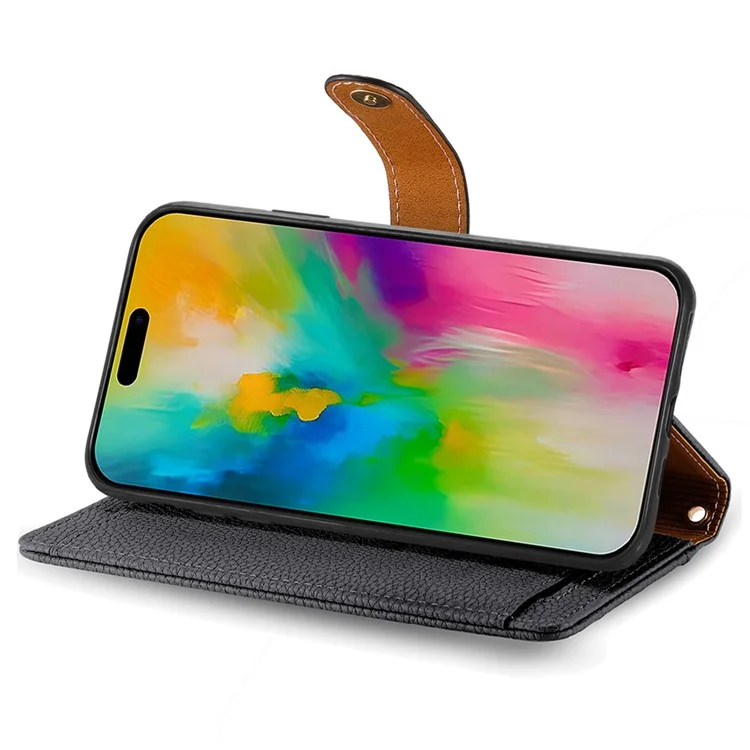 For iPhone 16 Case RFID Blocking Zipper Pocket Leather Wallet Phone Cover - Black-Cellmalls