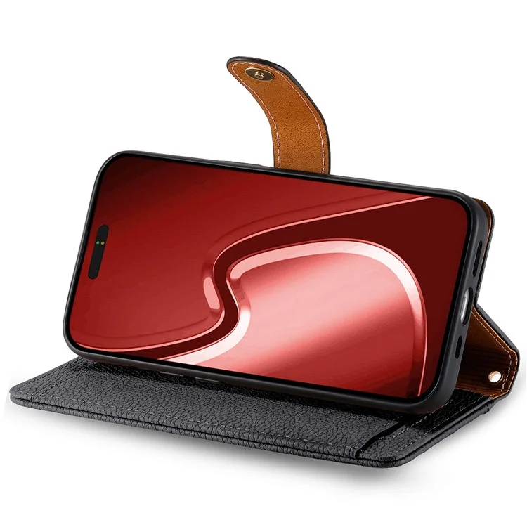 For iPhone 16 Pro Max Case RFID Blocking Zipper Pocket Leather Wallet Phone Cover with Strap - Black-Cellmalls