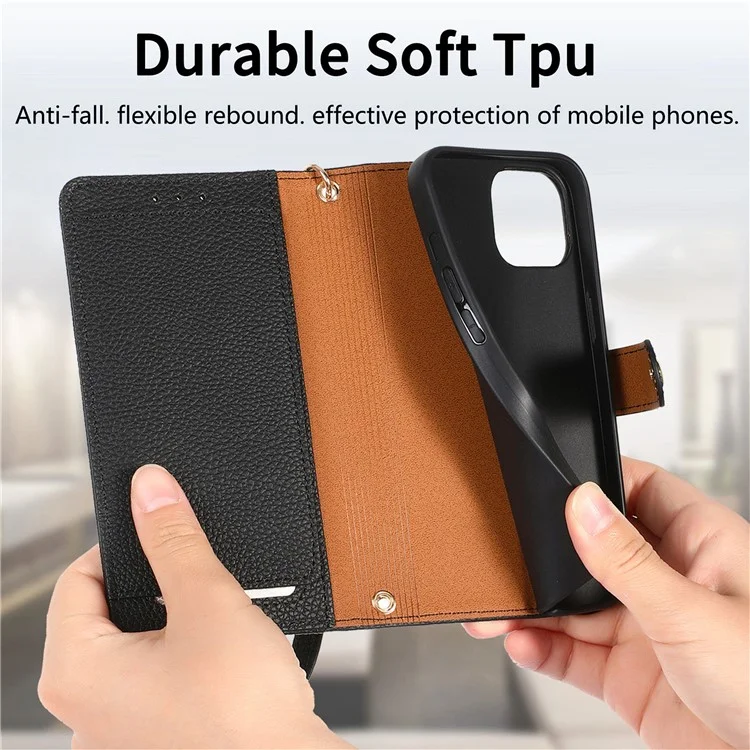 For iPhone 16 Pro Max Case RFID Blocking Zipper Pocket Leather Wallet Phone Cover with Strap - Black-Cellmalls
