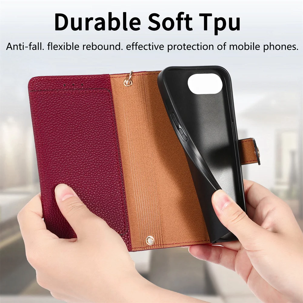 For iPhone 16e Case RFID Blocking Zipper Pocket Leather Wallet Phone Cover with Strap - Black-Cellmalls