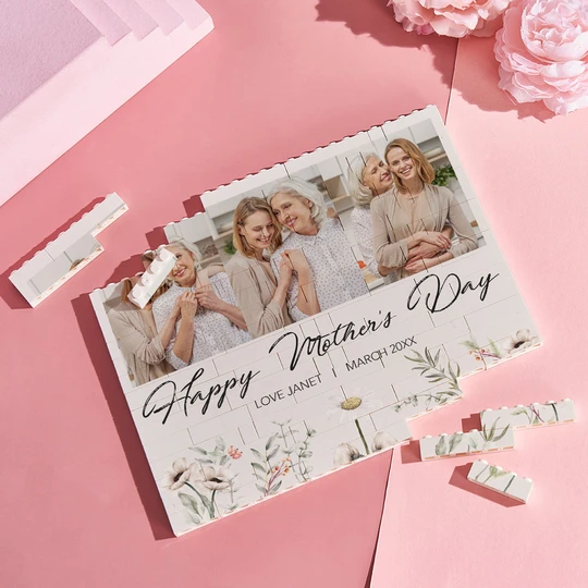 Personalized Horizontal Building Brick Custom Photo Block Happy Mother's Day