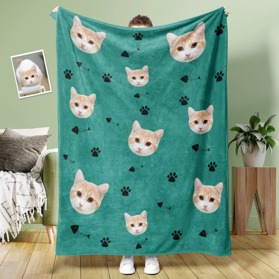 Custom Cat Face Blanket