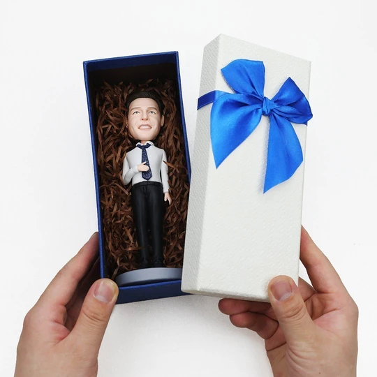 Business Man Suit Mobile Phone Holder Custom Bobblehead With Engraved Text