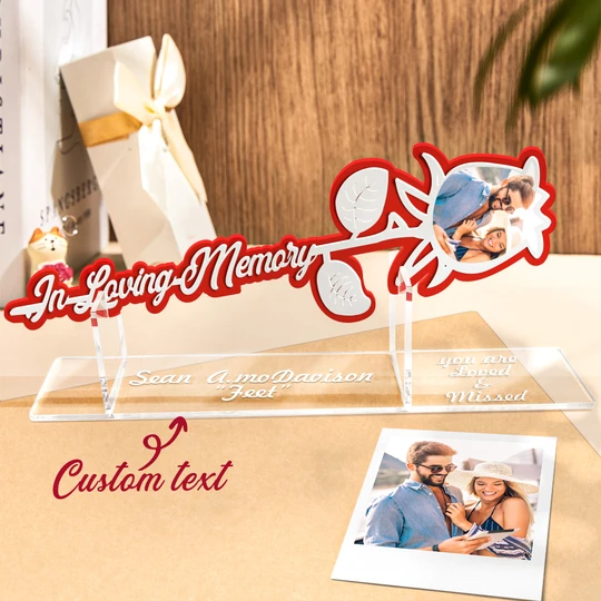 Personalized Rose Acrylic Ornament Custom Photo In Loving Memory Rose Sign