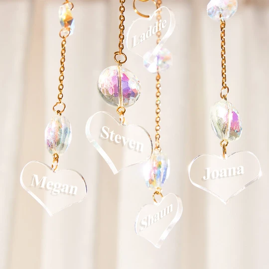 Custom Engraved Wind Chimes Heart Crystal Home Gifts