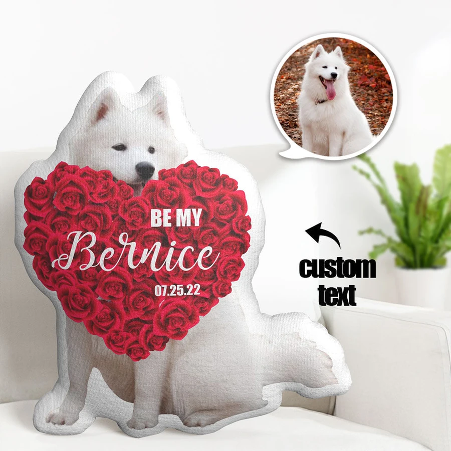 Pet Photo Rose Heart Pillow