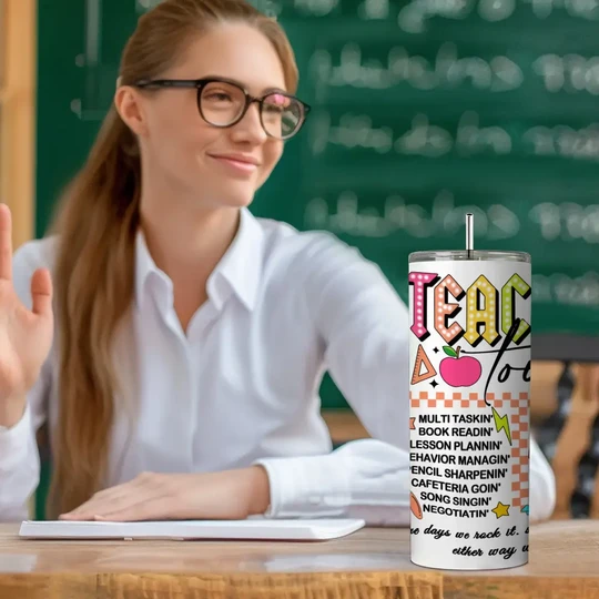 Personalized 20oz Skinny Tumbler with Straw Back to School Appreciation Gift for Teacher