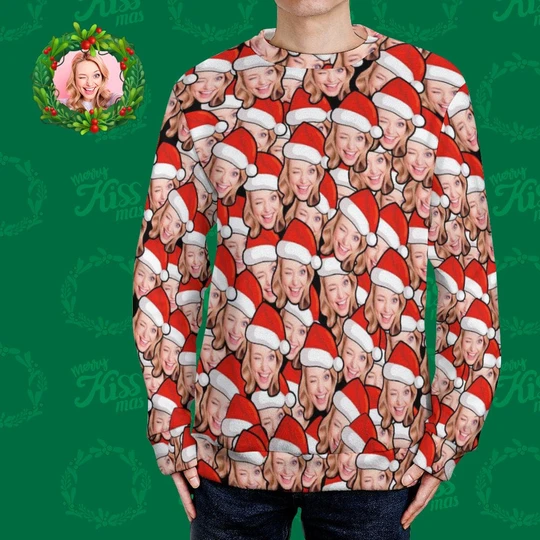 Custom Face Ugly Christmas Sweater Personalized Christmas Hat Sweater For Christmas