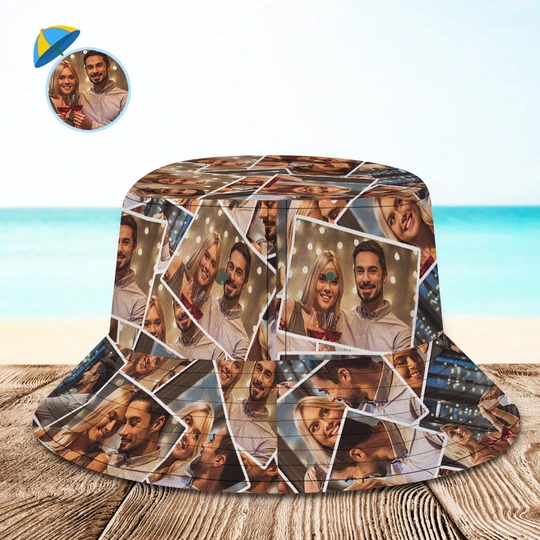 Personalized Photo Bucket hats Summer Beach Sun Cap For Kids and Adults