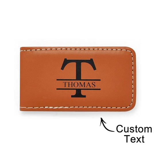 Gifts For Him Husband Gift Mens Leather Wallet Money Clip Custom Money Clip Gifts For Him