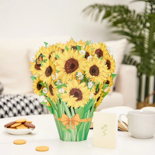 3D Creative Sunflower Bouquet Pop Up Greeting Card