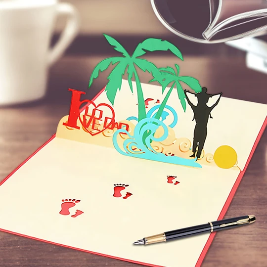 Father's Day Card I Love Dad 3D Pop Up Greeting Card for Him