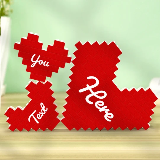 Custom 3PCS Building Brick Puzzles Personalized Heart Shaped Block Gift