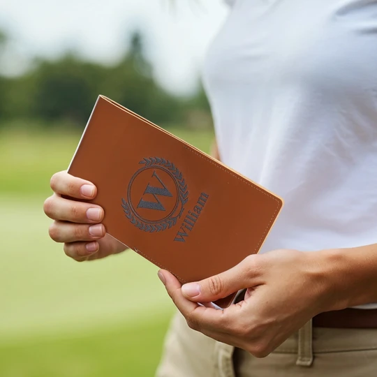 Personalized PU Leather Golf Scorecard Holder Anniversary Birthday Gift for Man Golf Lover
