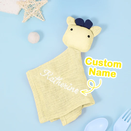 Personalized Soothe Towel Bibs Soft Sleeping Toy Towel with Embroidered Name Gift for Baby