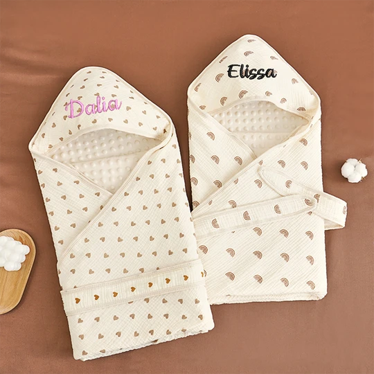 Personalized Baby Swaddle Receiving Blanket Children's Bath Towel Baby Blankets with Name Gift for Newborn Baby
