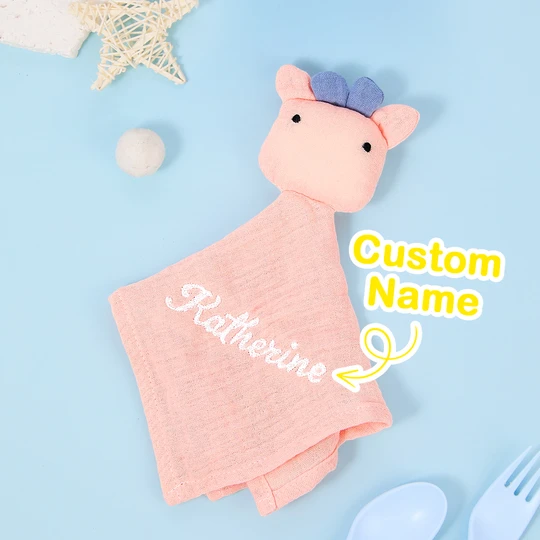 Personalized Soothe Towel Bibs Soft Sleeping Toy Towel with Embroidered Name Gift for Baby