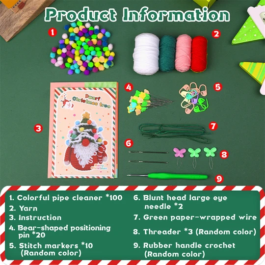 Christmas Gnome DIY Crochet Kit for Beginners with Step-by-Step Video Tutorials Gifts for Adults and Kids