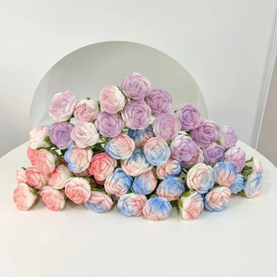 1pc Handmade Knitted Flower Rose Crochet Flower Gift for Her