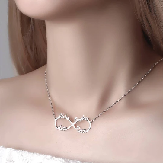 Custom Infinity Name Necklace with Four Names - S925 Silver
