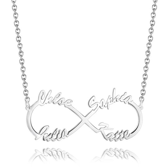 Custom Infinity Name Necklace with Four Names - S925 Silver