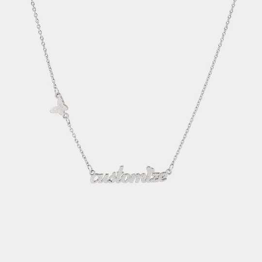 Custom Electroplating 18K Gold Pressed Sand Butterfly Name Necklace