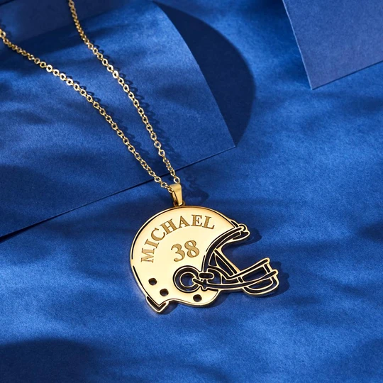 Custom Engraved Necklace Football Sports Helmet Gifts