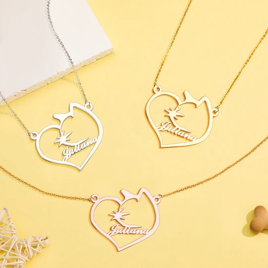 Personalized Name Heart Pet Memorial Necklace Memorial Gift for Her