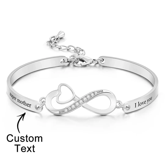 Custom Engraved Bracelet Infinity Symbol Rhinestone Fun Gifts