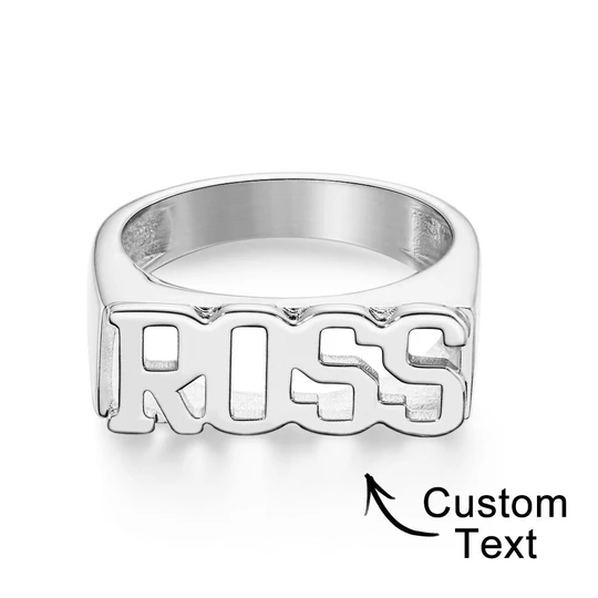 Custom Name Ring, Personalized Block Name Ring, Name Ring, Engraved Name Ring For Men and Women