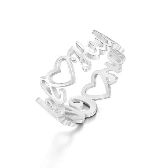 Custom Heart-Shaped Double Names Ring for Women