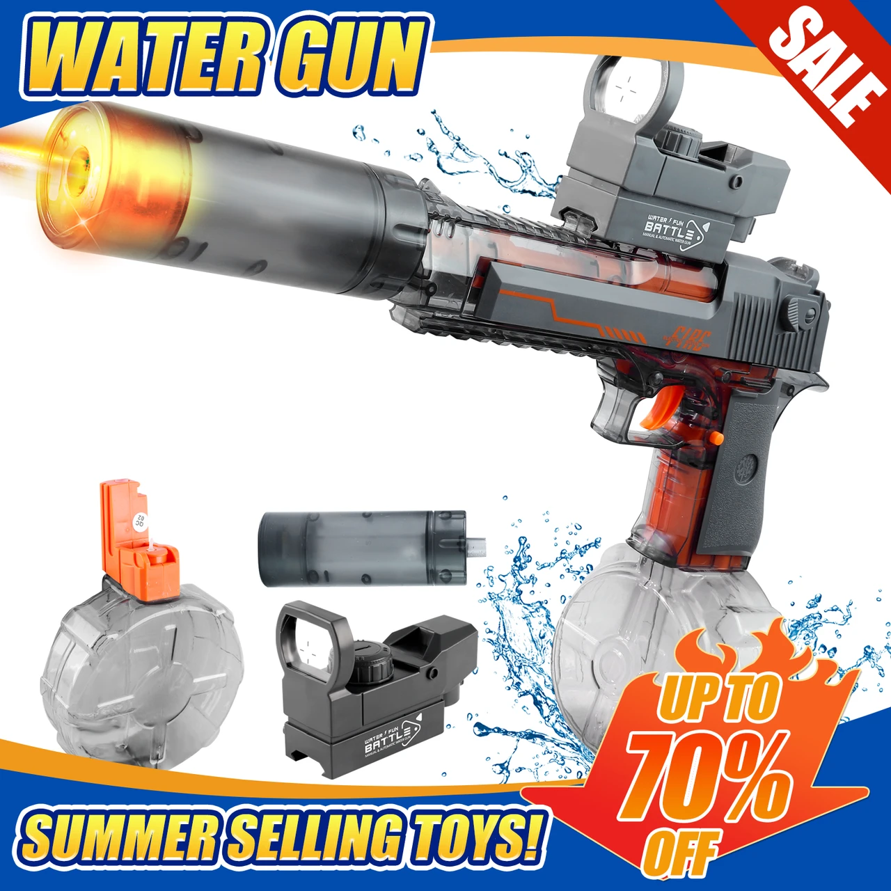 Ultimate Electric Water Gun for Kids & Adults – Super Long Range, Automatic Chamber, LED Lights, High Capacity Squirt Gun