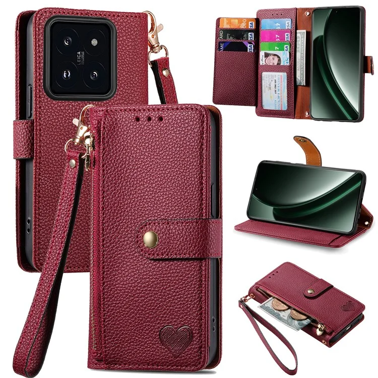 For Xiaomi 14T Case RFID Blocking Zipper Pocket Leather Wallet Phone Cover with Strap - Black-Cellmalls