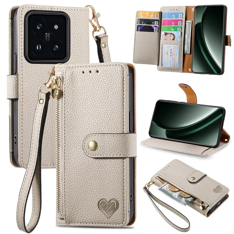 For Xiaomi 14T Pro Case RFID Blocking Zipper Pocket Leather Wallet Phone Cover with Strap - Black-Cellmalls