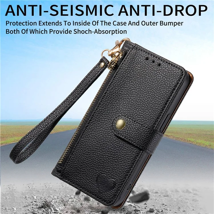For Xiaomi 14T Pro Case RFID Blocking Zipper Pocket Leather Wallet Phone Cover with Strap - Black-Cellmalls