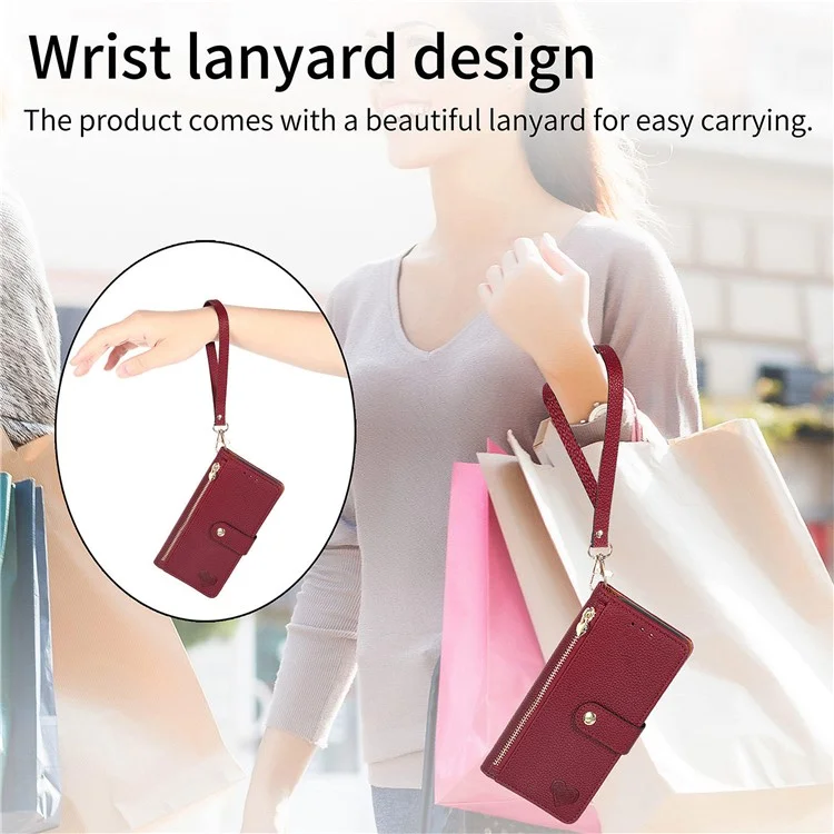 For Xiaomi Redmi A3 / Poco C61 4G Case RFID Blocking Zipper Wallet Leather Flip Phone Cover - Wine Red-Cellmalls