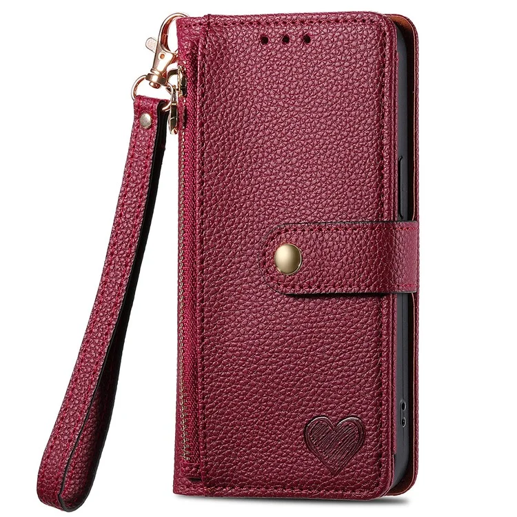 For Xiaomi Redmi A3 / Poco C61 4G Case RFID Blocking Zipper Wallet Leather Flip Phone Cover - Wine Red-Cellmalls