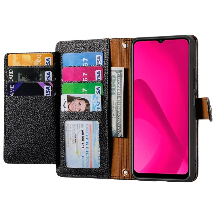 For Xiaomi Poco C75 4G / Redmi 14R 5G / 14C 4G Case RFID Blocking Zipper Pocket Leather Wallet Phone Cover - Black-Cellmalls