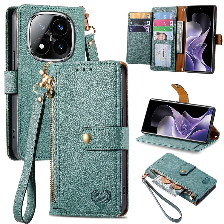 For Xiaomi Redmi Note 14 Pro+ 5G Case RFID Blocking Zipper Pocket Leather Wallet Phone Cover with Strap - Black-Cellmalls