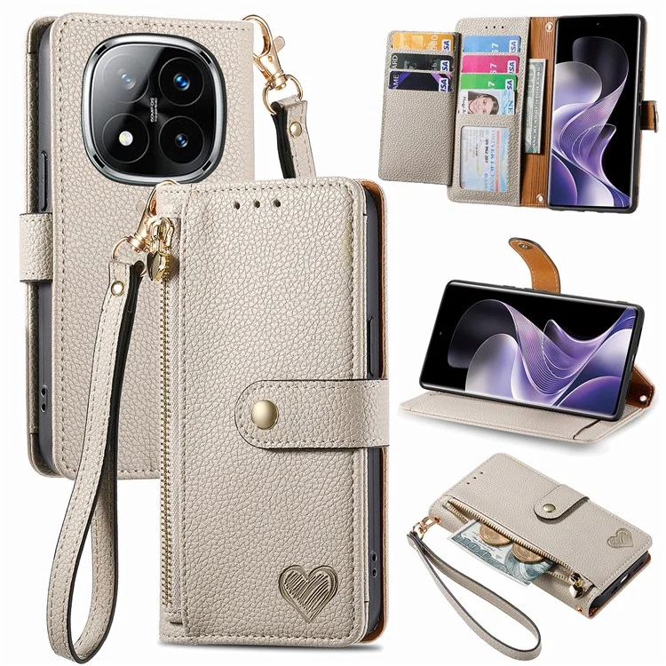 For Xiaomi Redmi Note 14 Pro 5G / Poco X7 5G Case RFID Blocking Zipper Pocket Leather Wallet Phone Cover with Strap - Black-Cellmalls